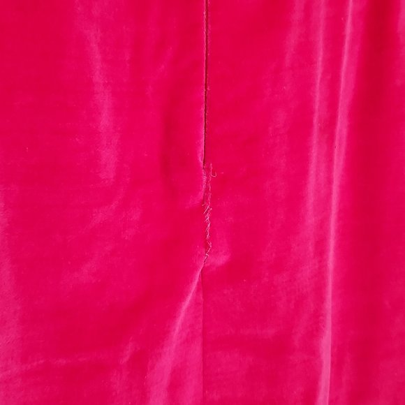 Fuchsia Floral Pink Velvet 70s Long Sleeveless Dress w Crepe Collar - Picture 8 of 13